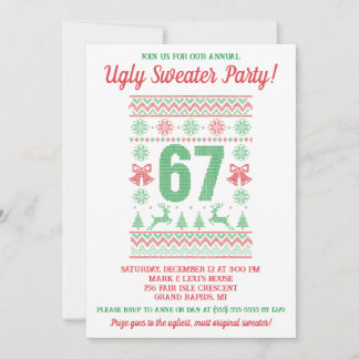 Invitación Kids' 67 Ugly Sweater Holiday Party