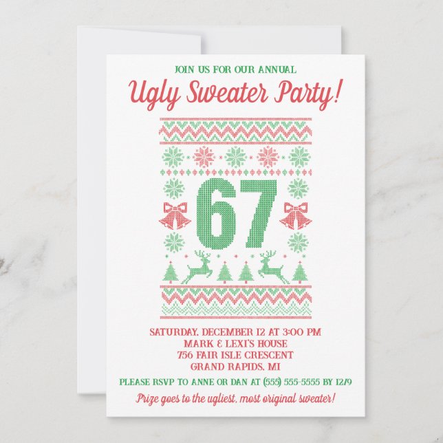 Invitación Kids' 67 Ugly Sweater Holiday Party (Anverso)