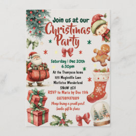 Invitación Kids and Family Christmas party invitation