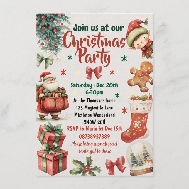Invitación Kids and Family Christmas party invitation (Anverso)