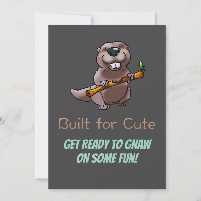 Invitación Kids Beaver Birthday Invite – Built for Cute (Anverso)