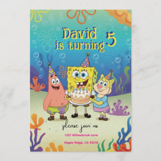 Invitación Kids Birthday Invitation cute Cartoon Sponge Theme