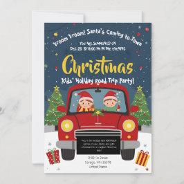 Invitación Kids Christmas Road Trip Car Holiday Party Card