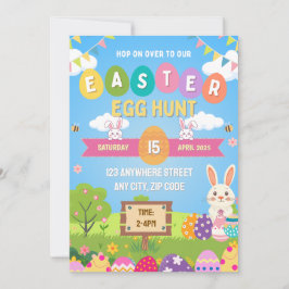 Invitación Kids Colorful Easter Egg Hunt Invitation