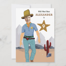 Invitación Kids Cowboy Special Sheriff Original ADD Photo Inv