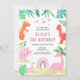 Invitación Kids Dino, Chica de la fiesta de cumpleaños de los