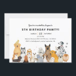 Invitación Kids Dog Puppy 5thPawty Fiesta de Cumpleaños Invit<br><div class="desc">Invitaciones a la fiesta de cumpleaños de Kids Dog Puppy Pawty</div>