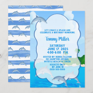 Invitación Kids Dolphin Splash Birday Party