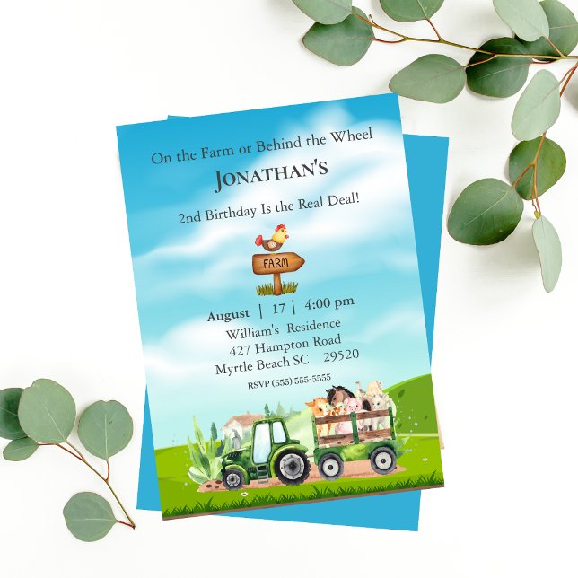 Invitación Kids Farm Tractor Animales Fiesta de cumpleaños (Subido por el creador)