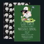 Invitación Kids Golf Balls Gnome Birthday Party<br><div class="desc">Invitaciones de golf para los campos de golf de cumpleaños con textura de fiesta y ganoma</div>