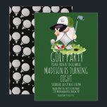 Invitación Kids Golf Balls Gnome Birthday Party<br><div class="desc">Invitaciones de golf para los campos de golf de cumpleaños con textura de fiesta y ganoma</div>
