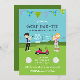 Invitación Kids Golf Theme Party Cumpleaños Personalizado