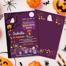 Invitación Kids Halloween Birday Party Purple Black