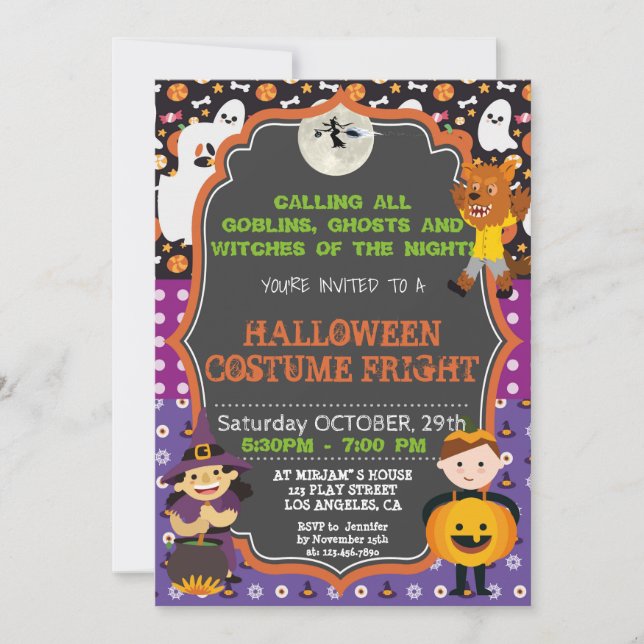 INVITACIÓN |KIDS HALLOWEEN DEL FIESTA DEL TRAJE DE (Anverso)