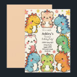 Invitación Kids Kawaii Dinosaur Birthday Party<br><div class="desc">Invitaciones a fiestas de cumpleaños con tema de kawaii dinosaurios de niños.</div>