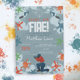 Invitación Kids Modern Paintball Boys Birthday Party
