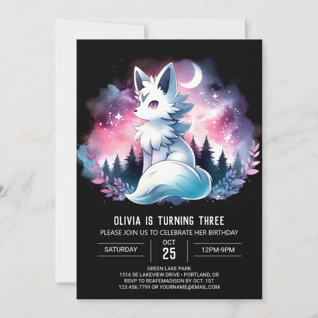 Invitación Kids Personalizado Wolf Birthday (Anverso)
