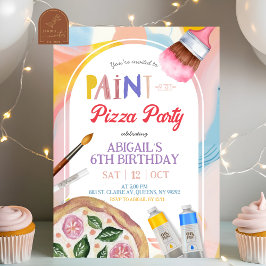 Invitación Kids Pizza and Paint Party Birthday Invitation