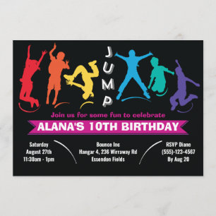 Invitación Kids Rainbow Jump Trampoline Birday Party
