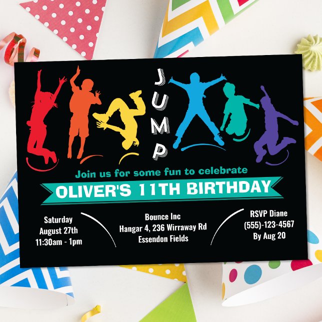 Invitación Kids Rainbow Jump Trampoline Birday Party (Subido por el creador)