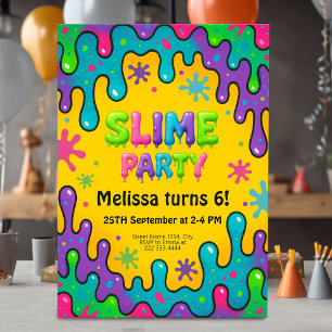 Invitación Kids Slime Fiesta Cumpleaños