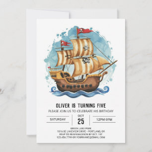 Invitación Kids Treasure Map Bote Pirate Cumpleaños