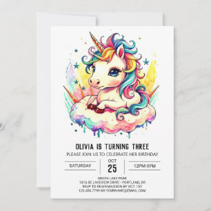 Invitación Kids Unicorn Birthday Whimsy