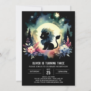 Invitación Kids Whimsy Lion Birthday