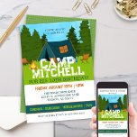 Invitación Kids Woodland Backyard Camp Out Cumpleaños<br><div class="desc">¡Celebra tu pequeño aventurero con esta invitación de cumpleaños de Kids Woodland Backyard Camp Out! Perfecto para cualquier edad, esta invitación está llena de colores brillantes, su equipo de camping favorito! Con un enfoque moderno en la invitación de sus hijos a la fiesta de cumpleaños de camping favorito seguro que...</div>