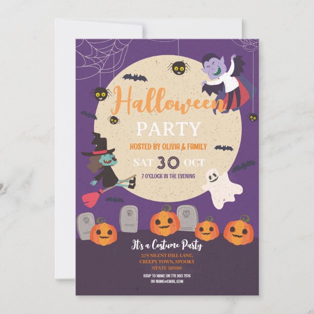 Invitación KidsCostume Halloween Party Bombardea Fantasma (Anverso)