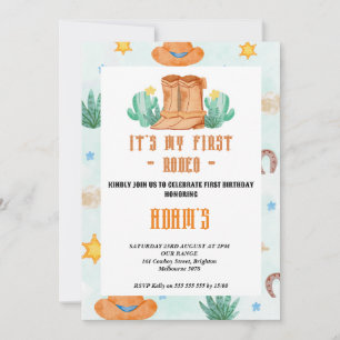 Invitación kindergarten My First Rodeo Cowboy