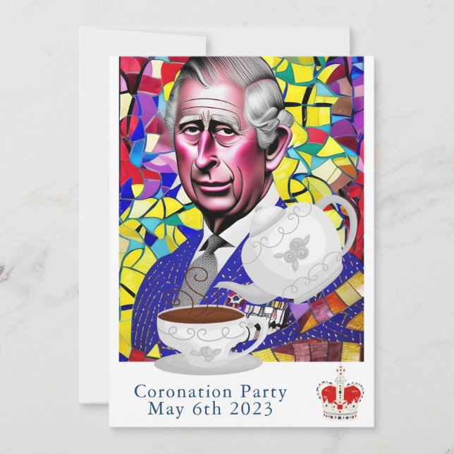 Invitación King Charles III Personalizado divertido Fiesta de (Anverso)
