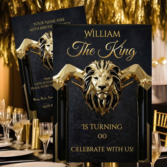 Invitación King Marble Black Gold Birthday Party Mens Mans (Subido por el creador)