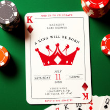 King of Diamonds Casino Poker Card Boy Baby Shower