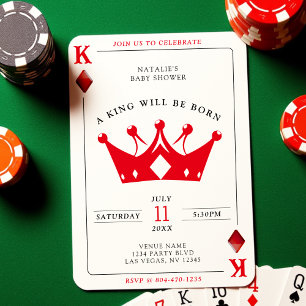 Invitación King of Diamonds Casino Poker Card Boy Baby Shower