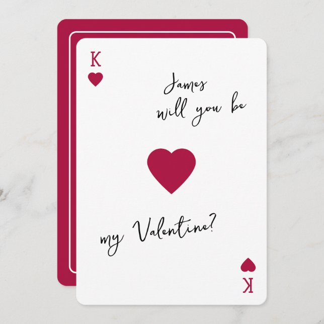 Invitación King of my Heart Valentines Card Be My Valentine (Anverso / Reverso)