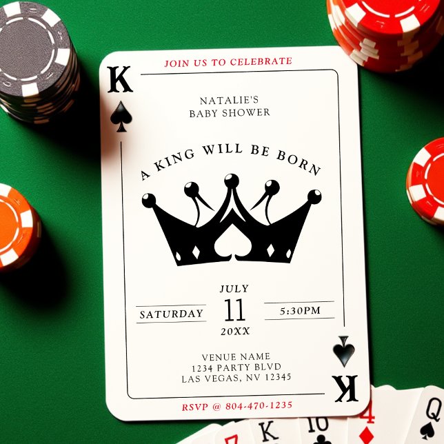 Invitación King of Spades Casino Poker Card Boy Baby Shower (King of Spades Casino Poker Card Boy Baby Shower
)