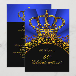 Invitación King Regal Queen Gold Royal Blue Birday Party 2