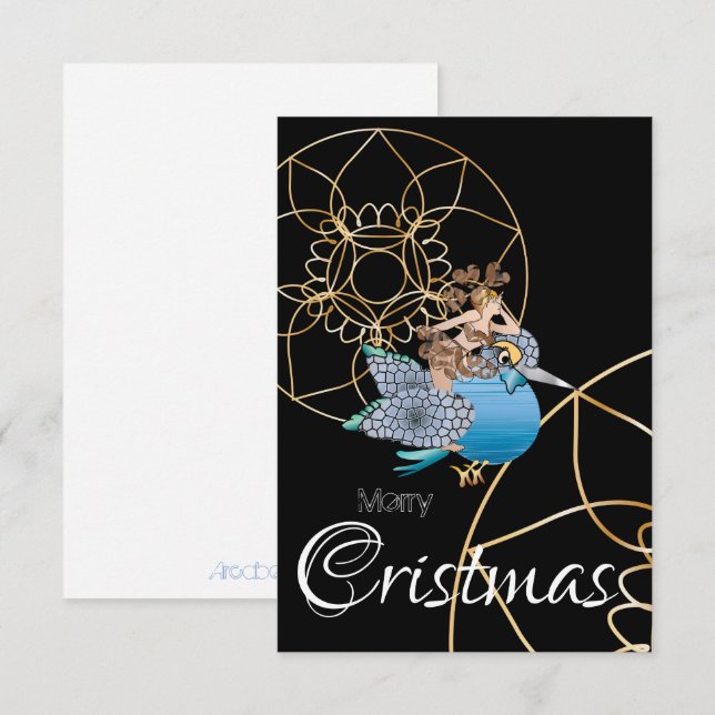 Invitación Kingfisher e le fatine del Natale Merry cristmas I (Anverso / Reverso)