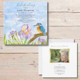 Invitación Kingfisher Purple Irises Celebration of Life