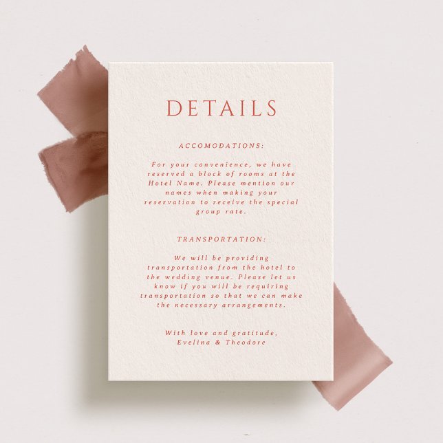 Invitación Kingston Portait Wedding Details Card (Subido por el creador)