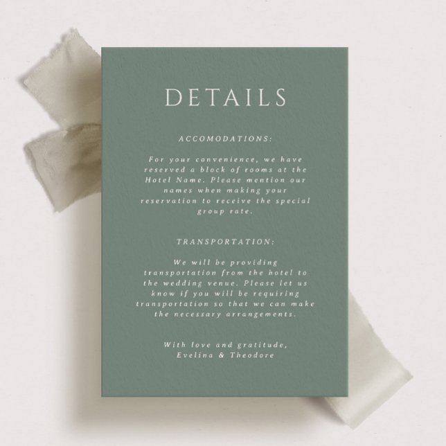 Invitación Kingston Portait Wedding Details Card (Subido por el creador)