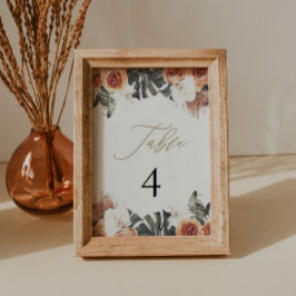 Invitación KINSLEY Boho Terracotta Dry Palm Table Numbers