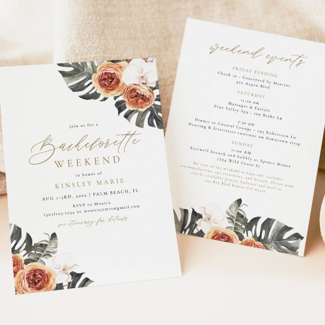 Invitación KINSLEY Boho Terracotta Palm Floral Bachelorette (Subido por el creador)