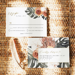 Invitación KINSLEY Boho Terracotta Palm Wedding RSVP Postcard