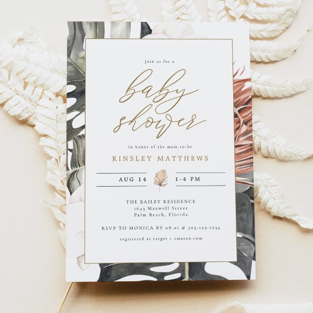 Invitación KINSLEY Boho Terracotta Tropical Palm Baby Shower (Subido por el creador)