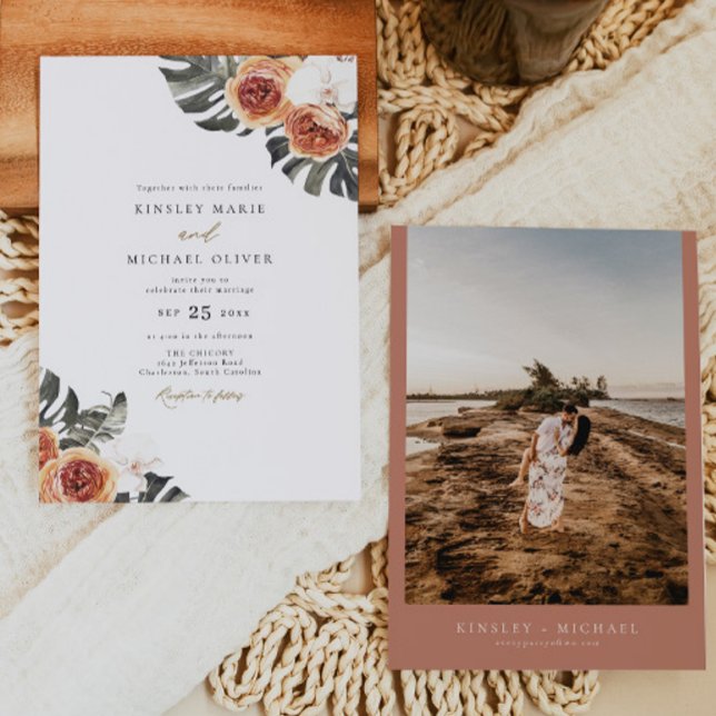 Invitación KINSLEY Tropical Boho Terracotta Foto Boda (Subido por el creador)
