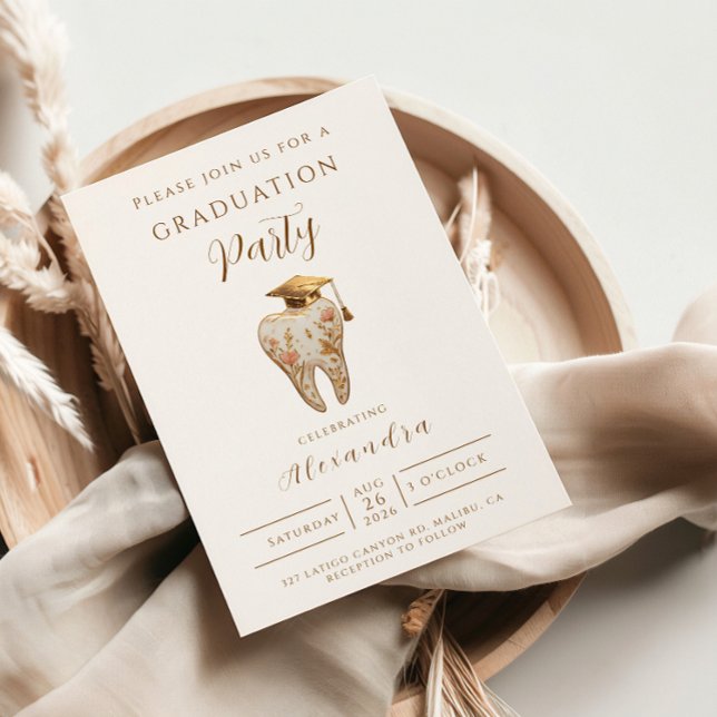 Invitación Kintsugi Floral Tooth Graduation Party (Subido por el creador)