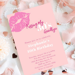 Invitación Kissing my 30s Goodbye Blush Pink 40th Birthday