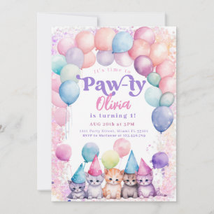 Invitación Kit de cumpleaños de gato Fiesta de gatito Pawty G